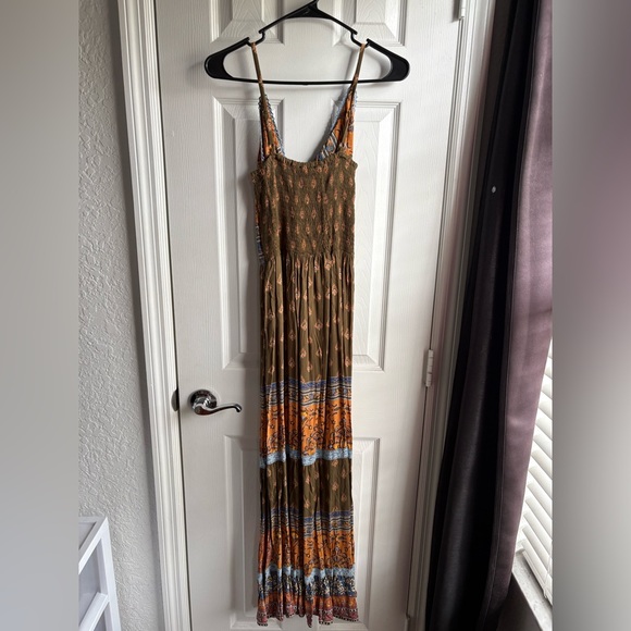 Rust & Olive Boho Maxi Dress with Blue Accents - Picture 2 of 2